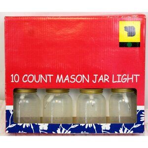 Mason Jar String Lights Set of 10, NEW in Box Plastic Farmhouse Country Porch